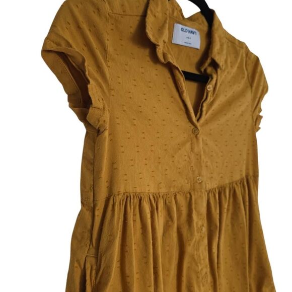 Old Navy Girl's Size 6-7 Yellow Goldenrod Buttondown Textured Dress - Picture 2 of 6